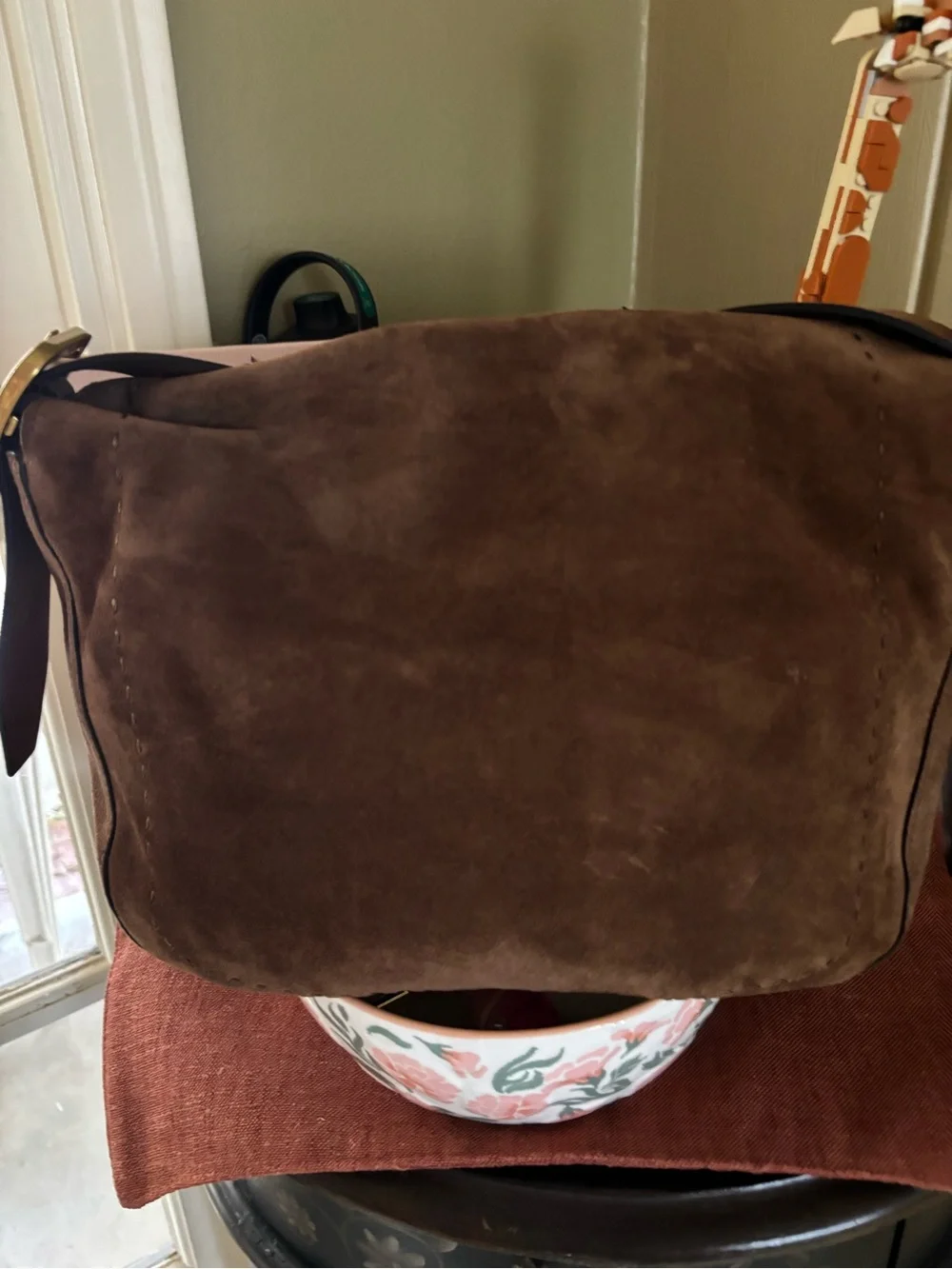 Tory Burch Sawyer Needlepoint Suede Shoulder Bag